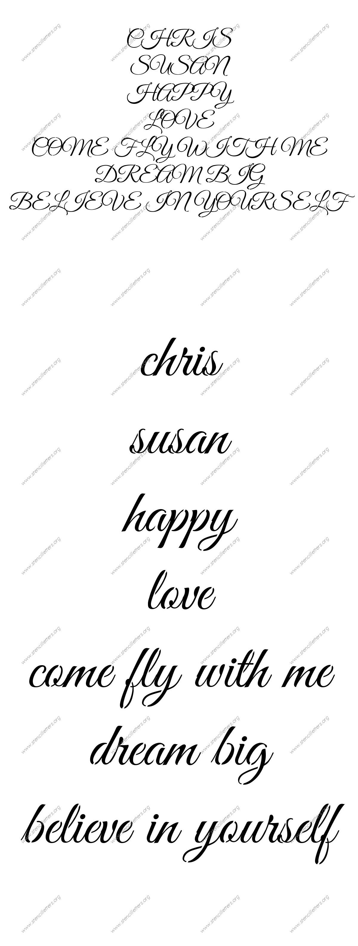 Elegant Calligraphy Names, Words, Phrases samples