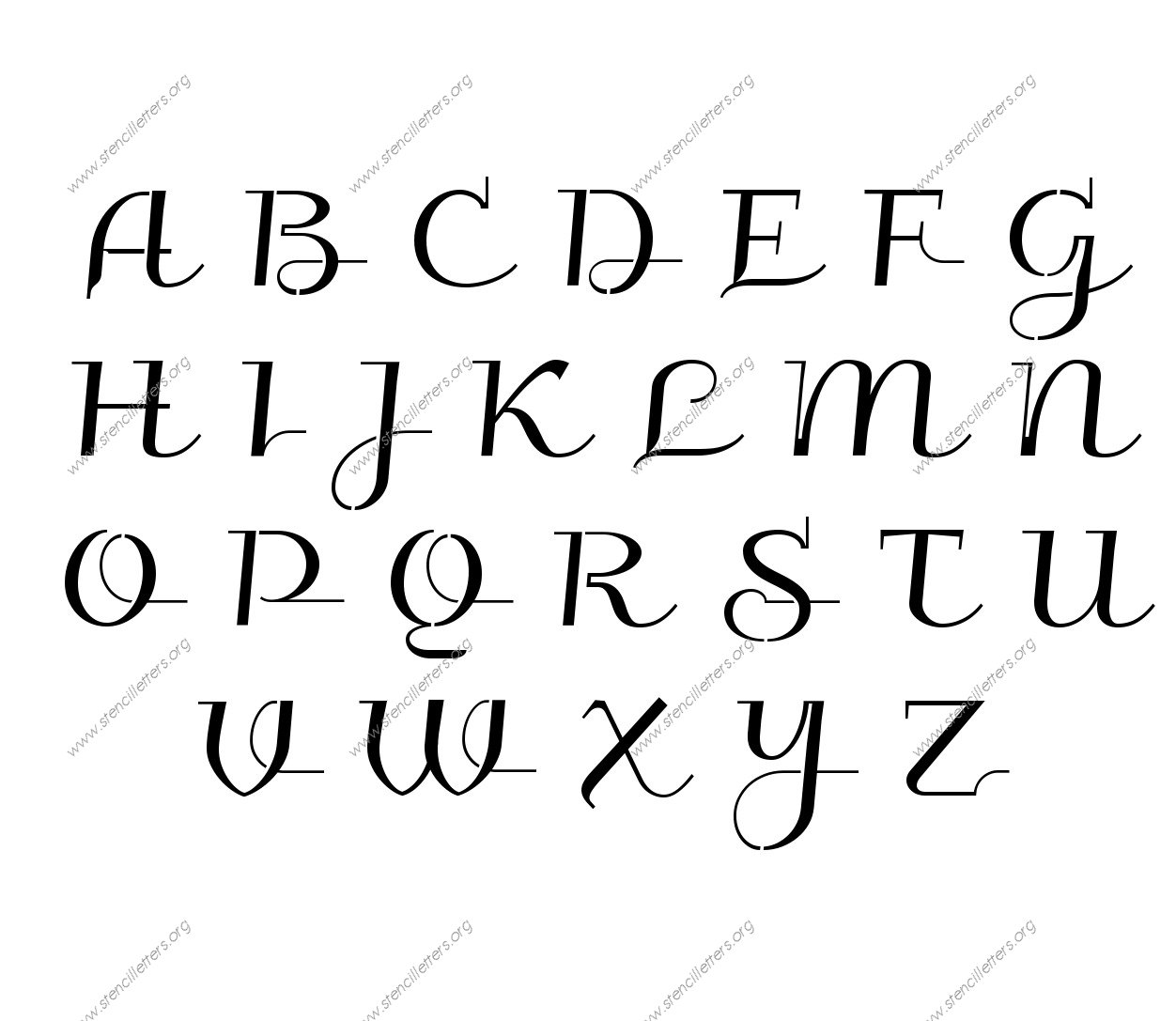 Wedding Calligraphy A to Z uppercase lowercase letter stencil set