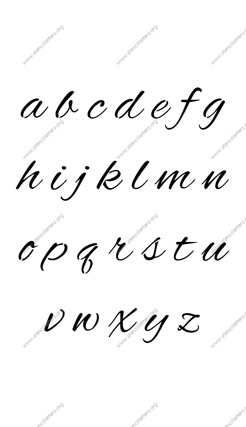 Flowing Cursive A to Z lowercase letter stencils