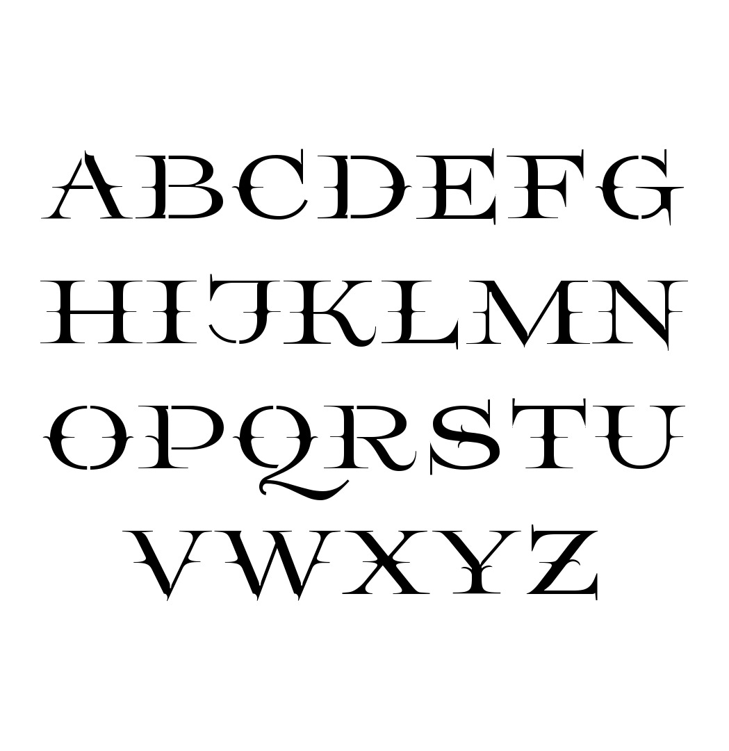 All Caps Decorative A to Z alphabet stencils