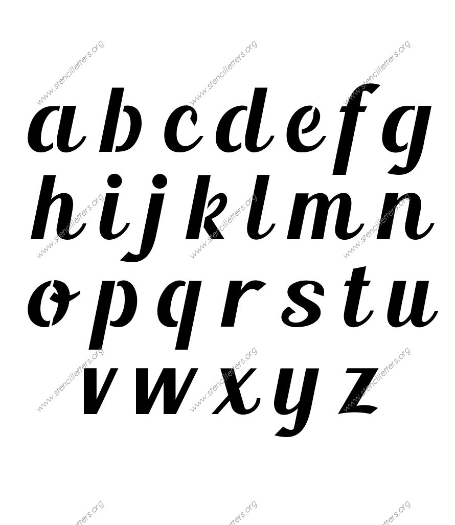 Script Calligraphy A to Z lowercase letter stencils