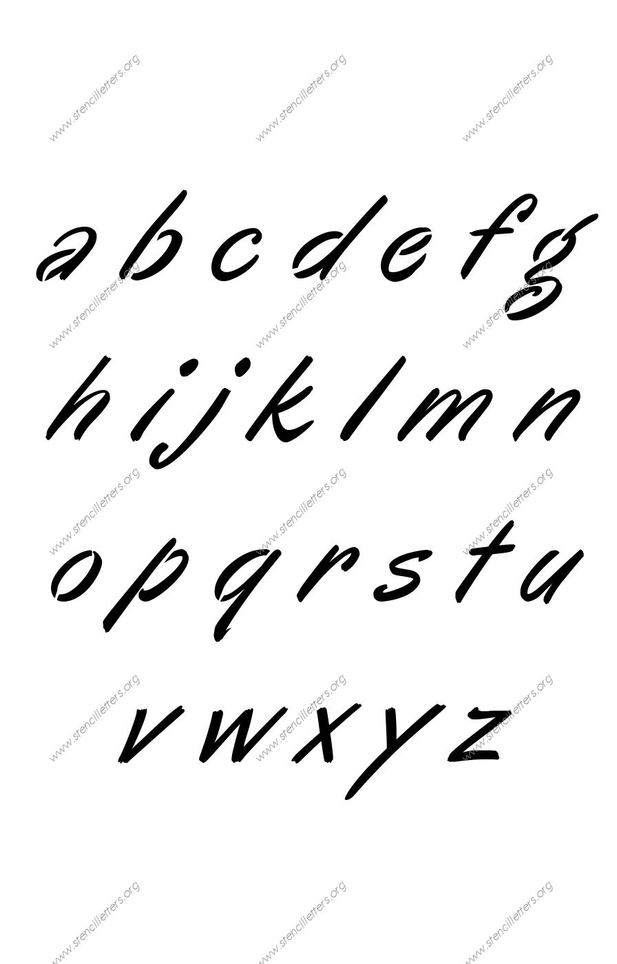 Cartoon Calligraphy A to Z lowercase letter stencils