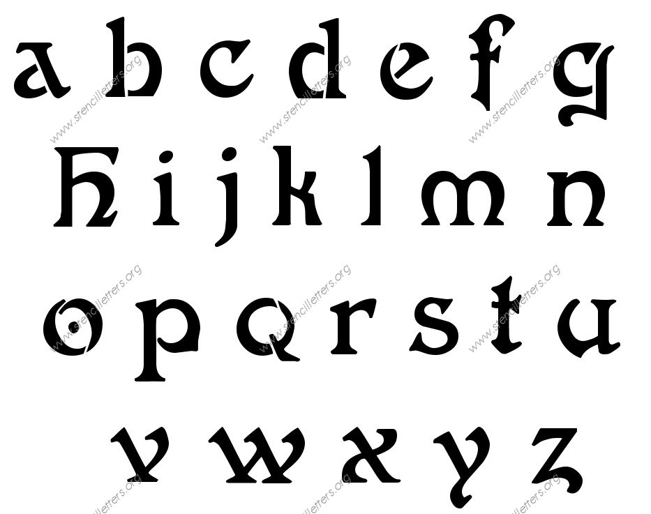 Intricate Art Nouveau A to Z lowercase letter stencils
