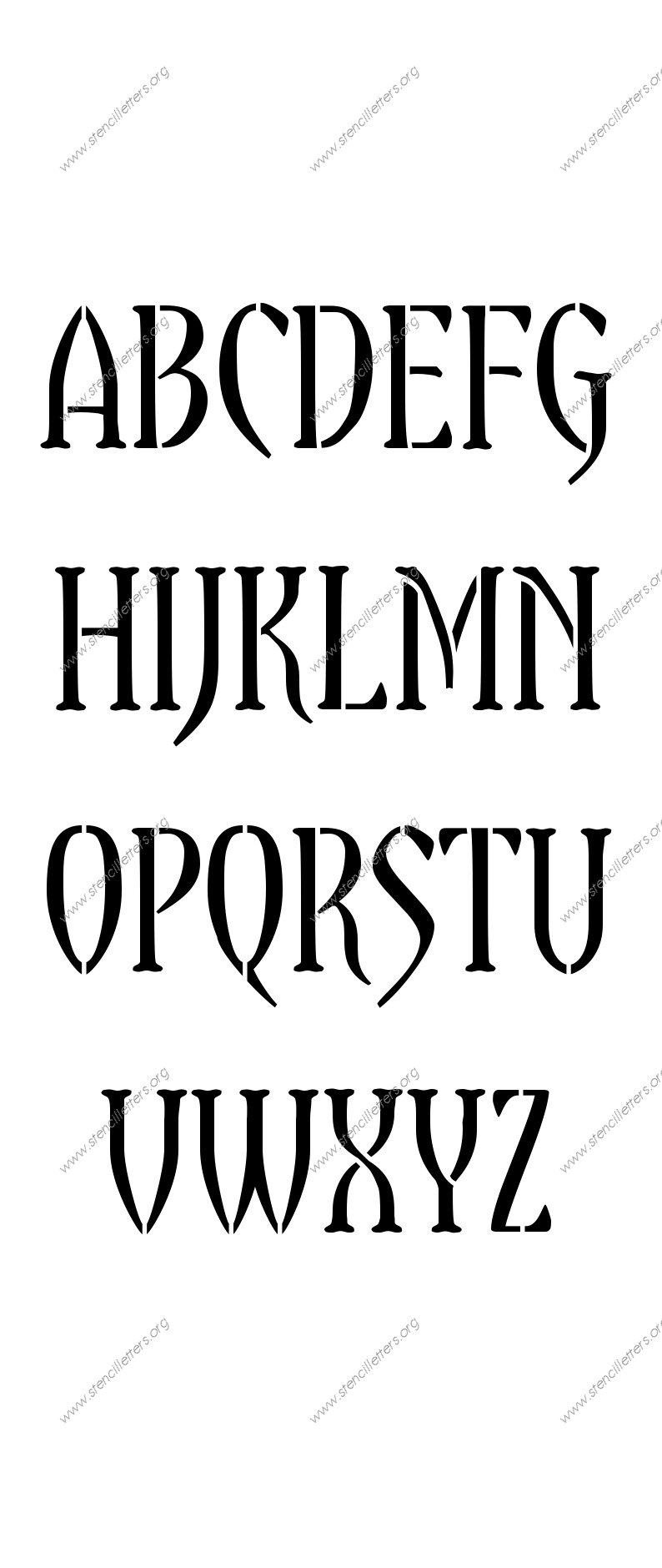 Gothic Decorative A to Z alphabet stencils