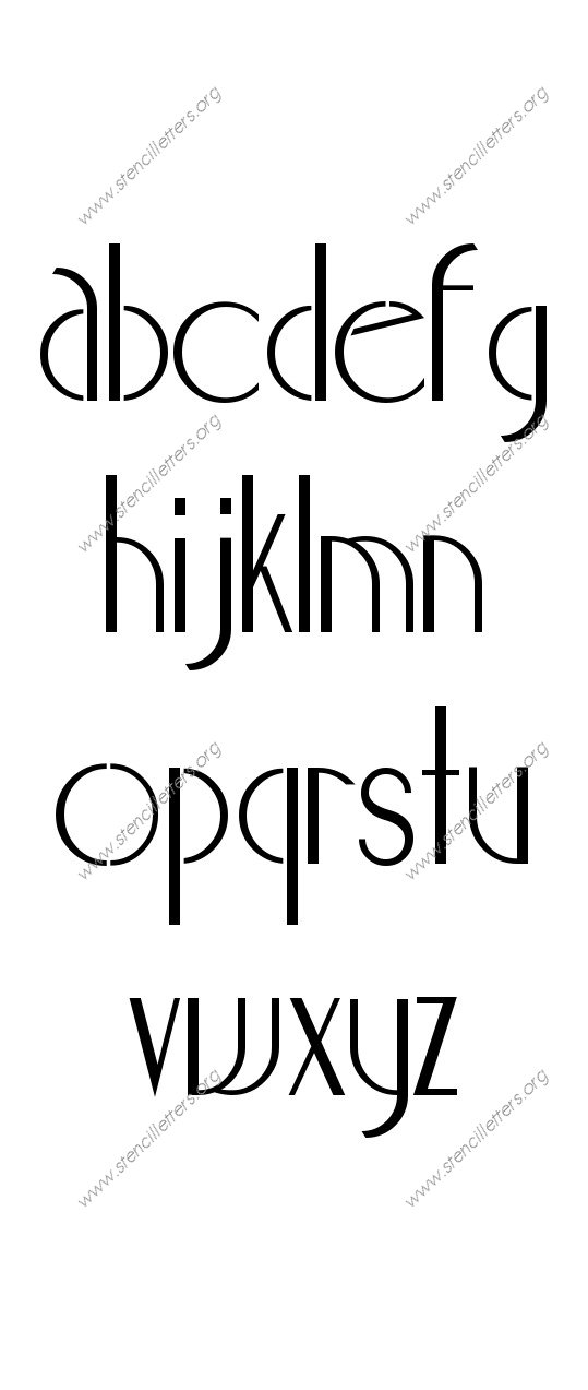Elegant Art Deco A to Z lowercase letter stencils