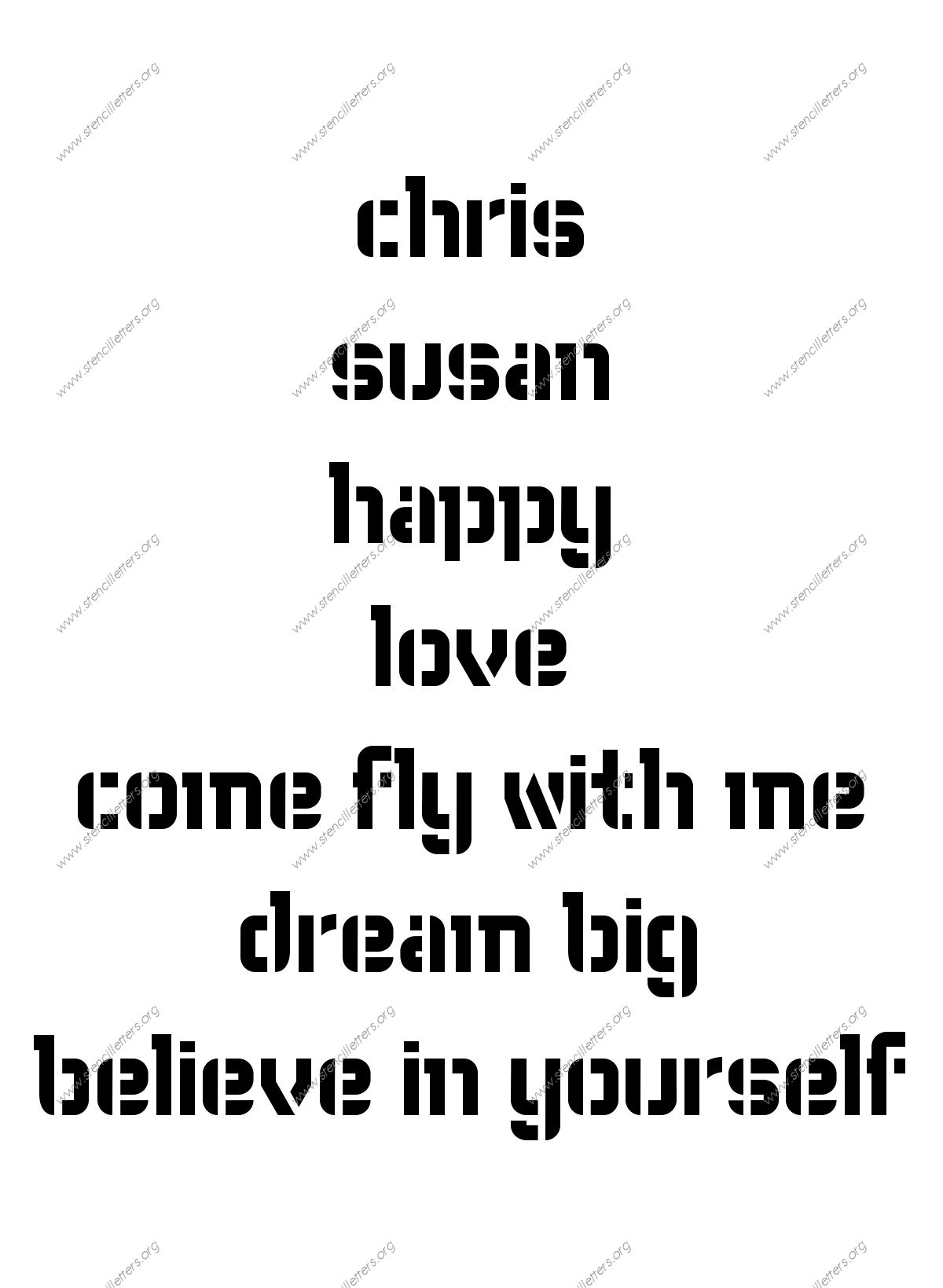 Fore-front Futuristic lowercase stencil Names, Words, Phrases samples
