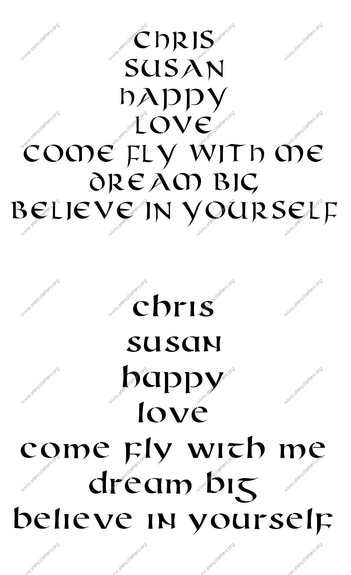Celtic International Names, Words, Phrases samples