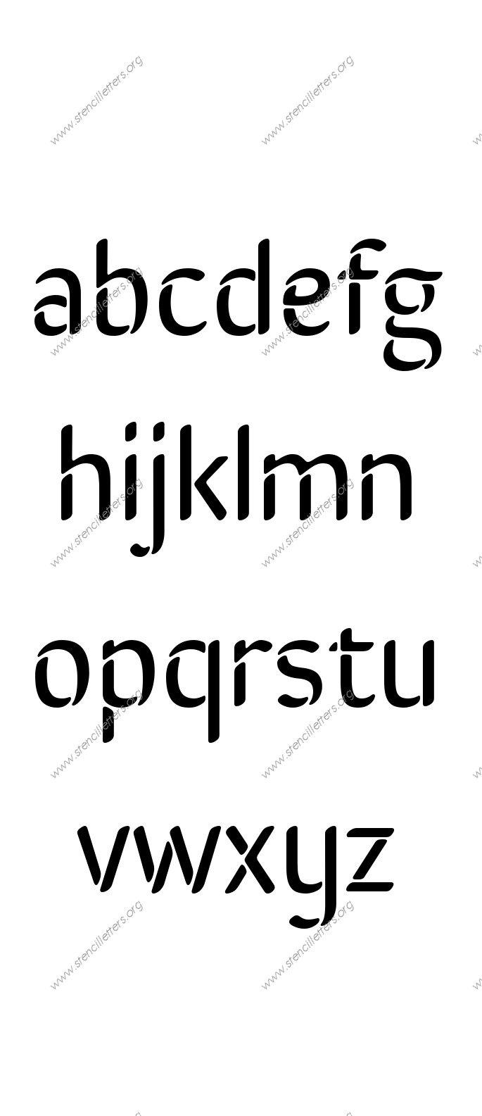 Brush Decorative A to Z lowercase letter stencils