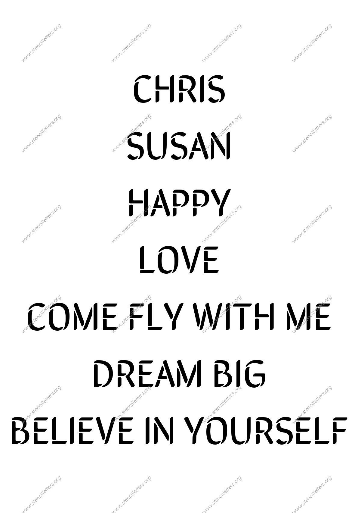 Brush Decorative Names, Words, Phrases samples
