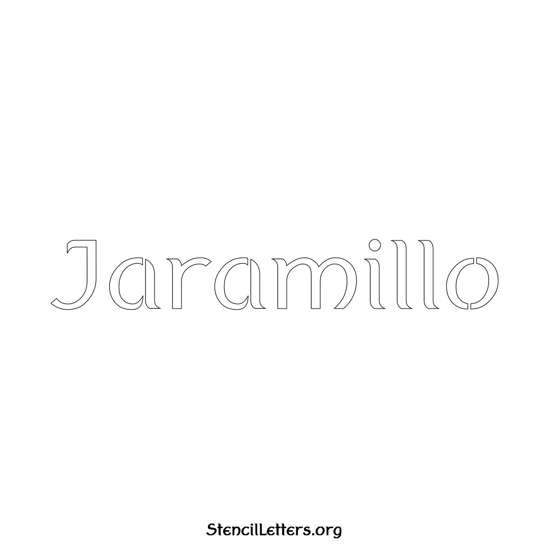 Jaramillo name stencil in Ancient Lettering