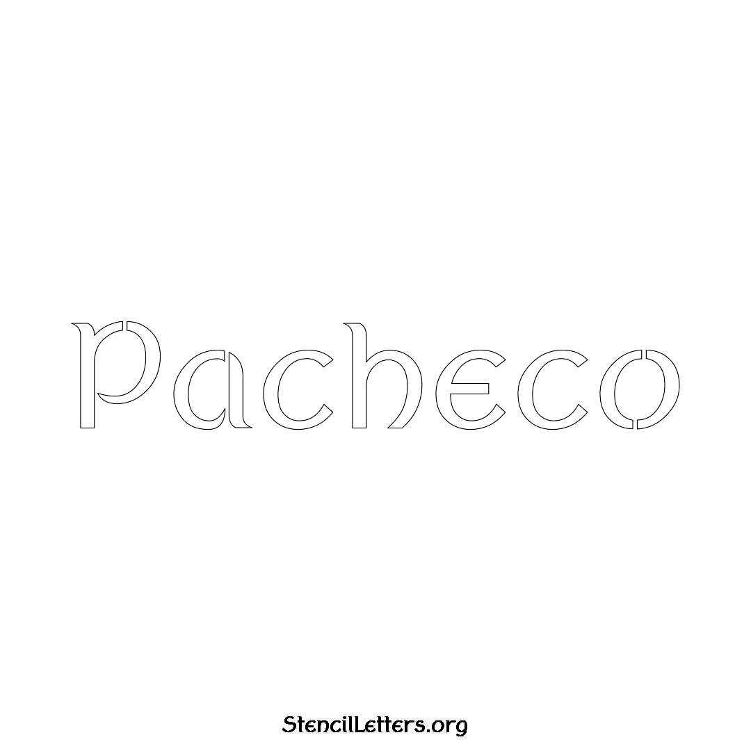Pacheco name stencil in Ancient Lettering