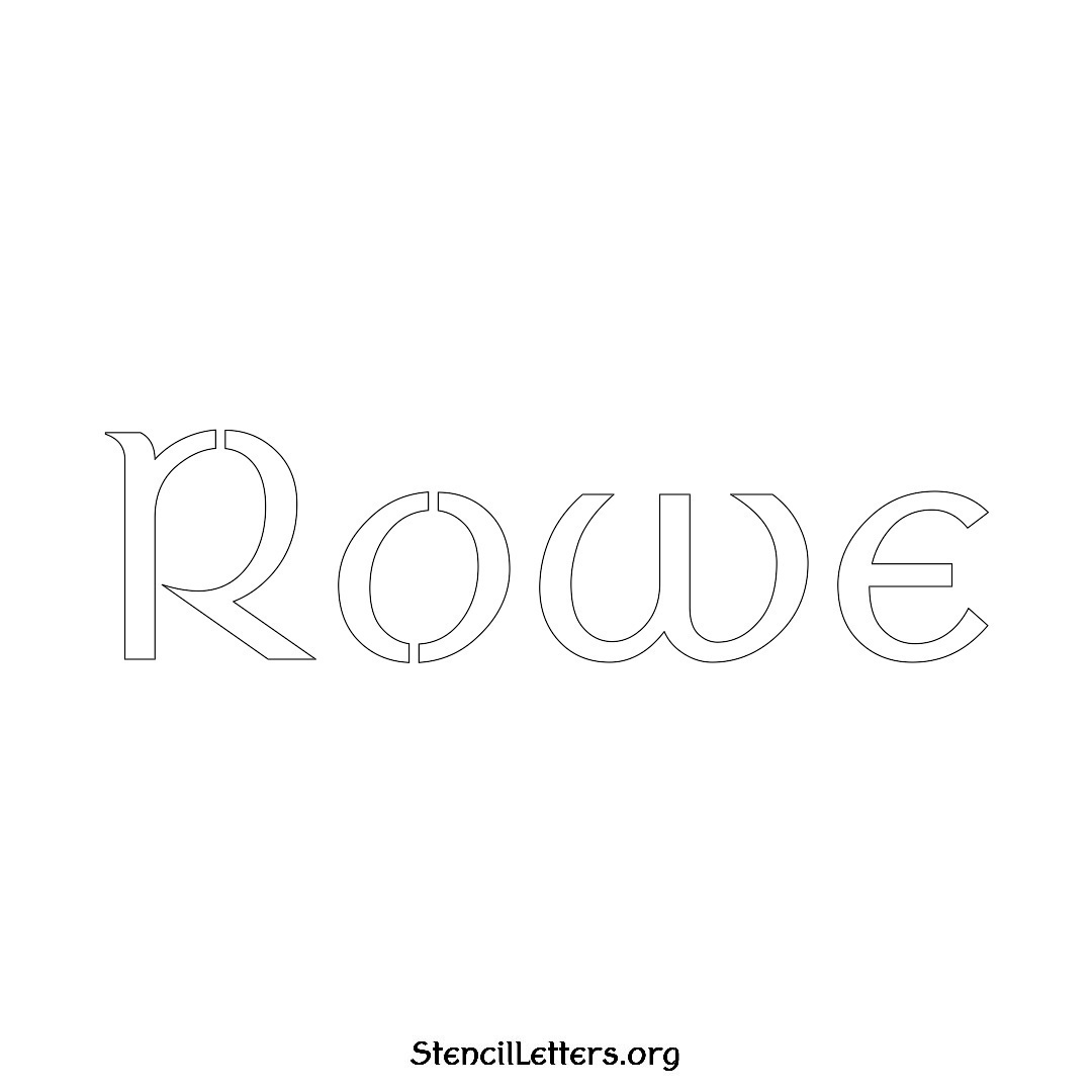 Rowe name stencil in Ancient Lettering