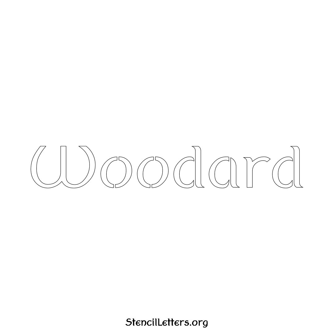 Woodard name stencil in Ancient Lettering