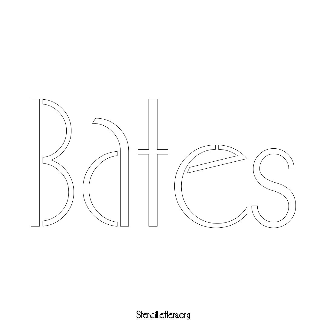 Bates name stencil in Art Deco Lettering