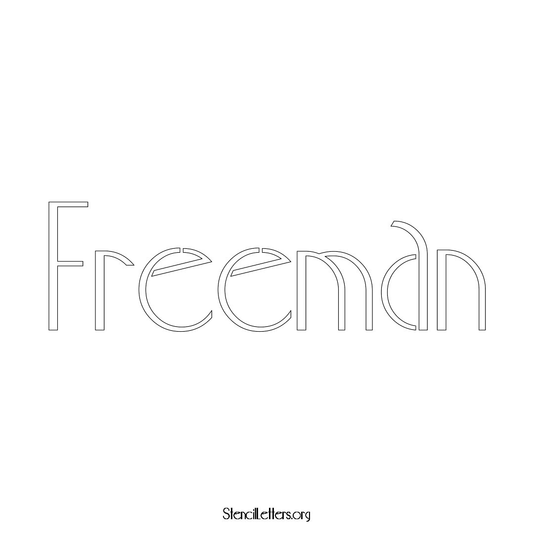 Freeman name stencil in Art Deco Lettering