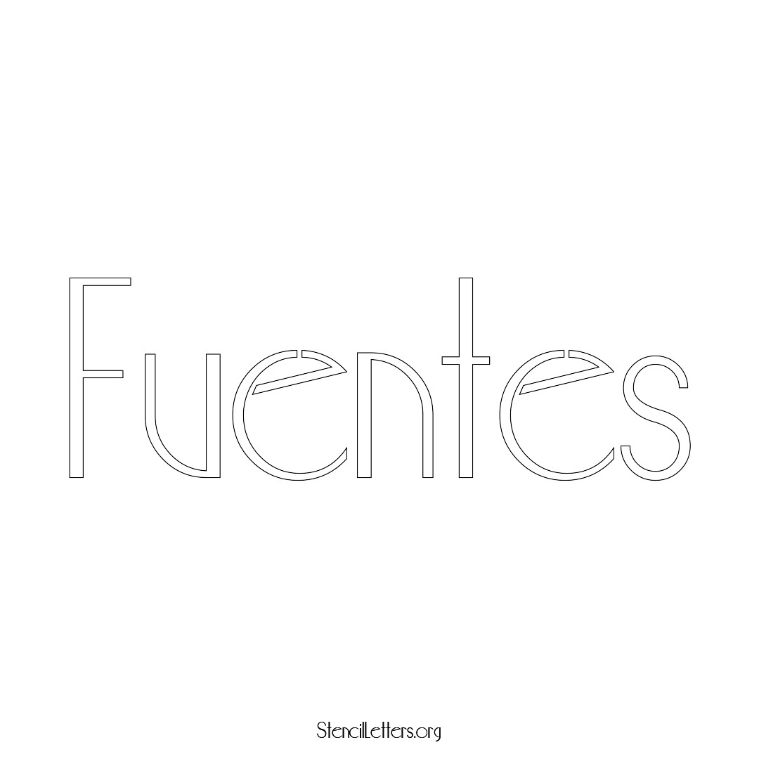 Fuentes name stencil in Art Deco Lettering