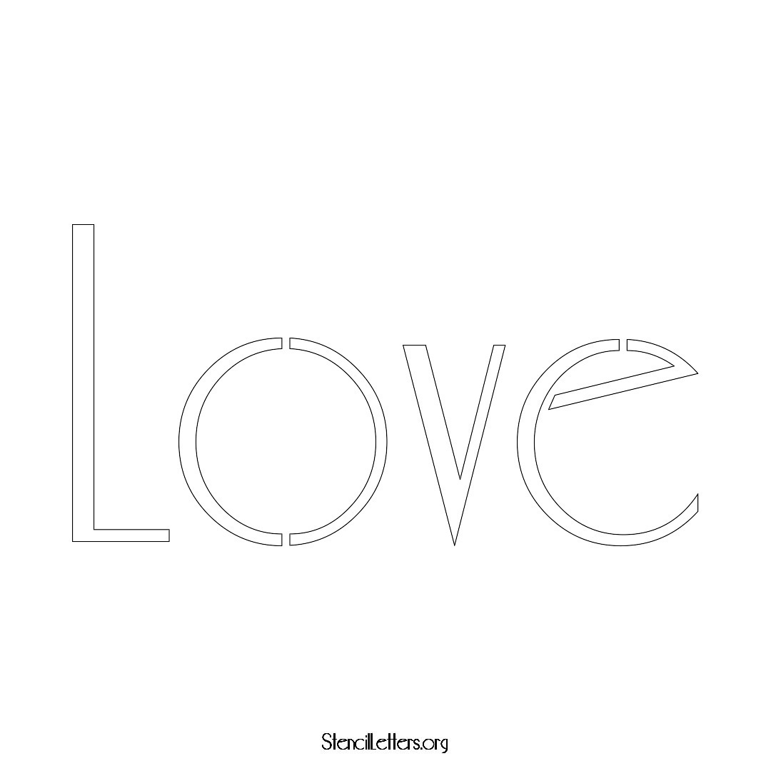 Love name stencil in Art Deco Lettering