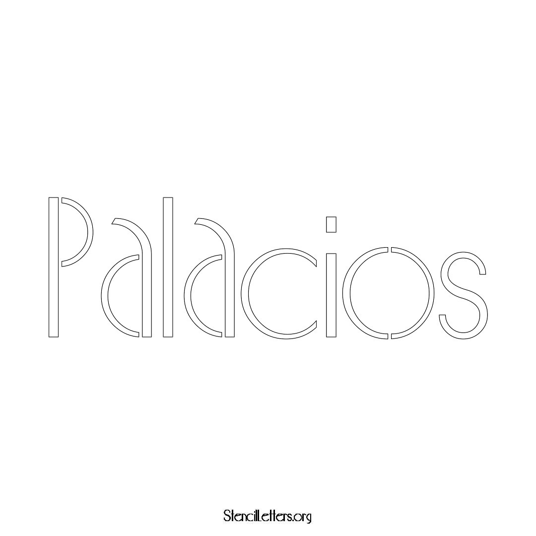 Palacios name stencil in Art Deco Lettering