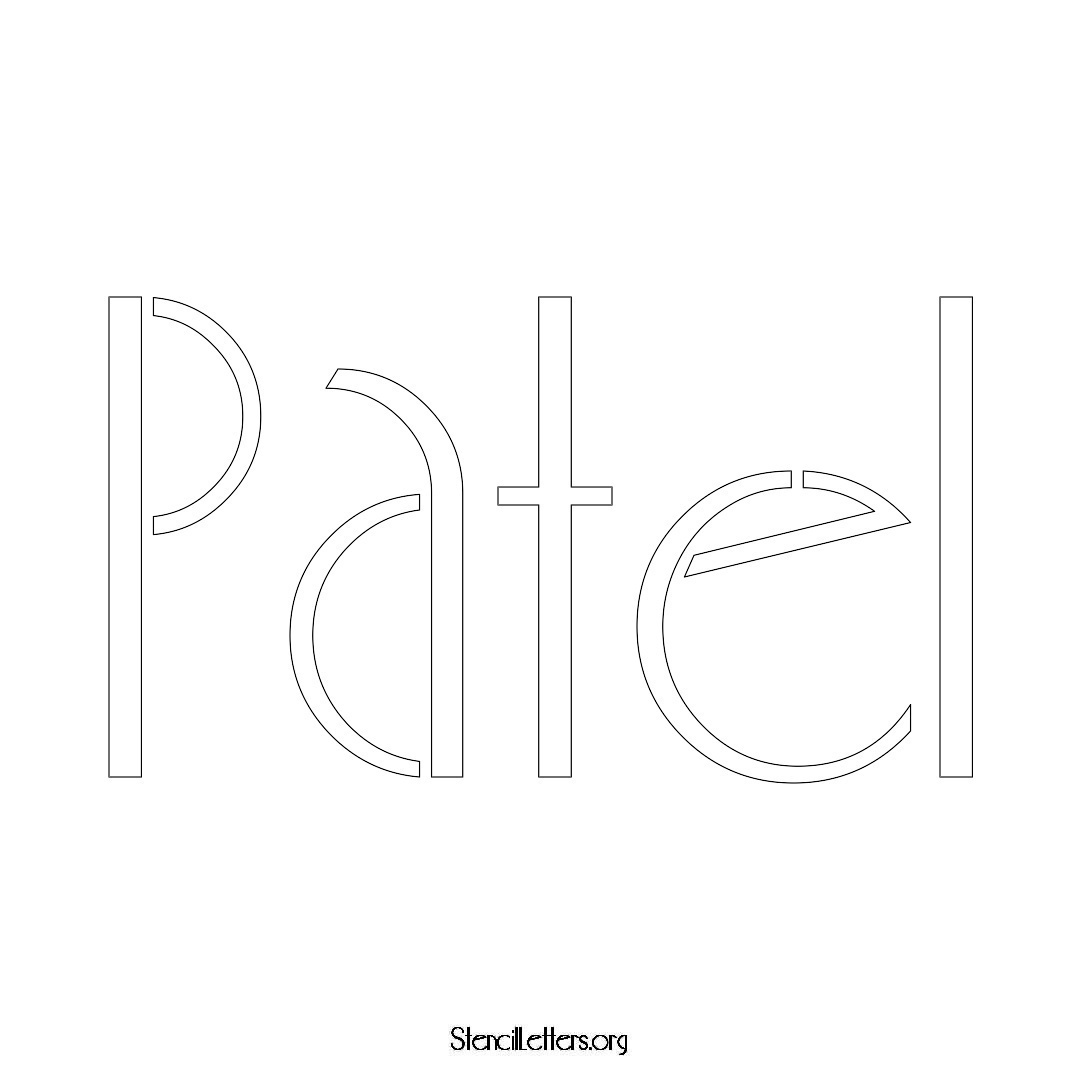 Patel name stencil in Art Deco Lettering