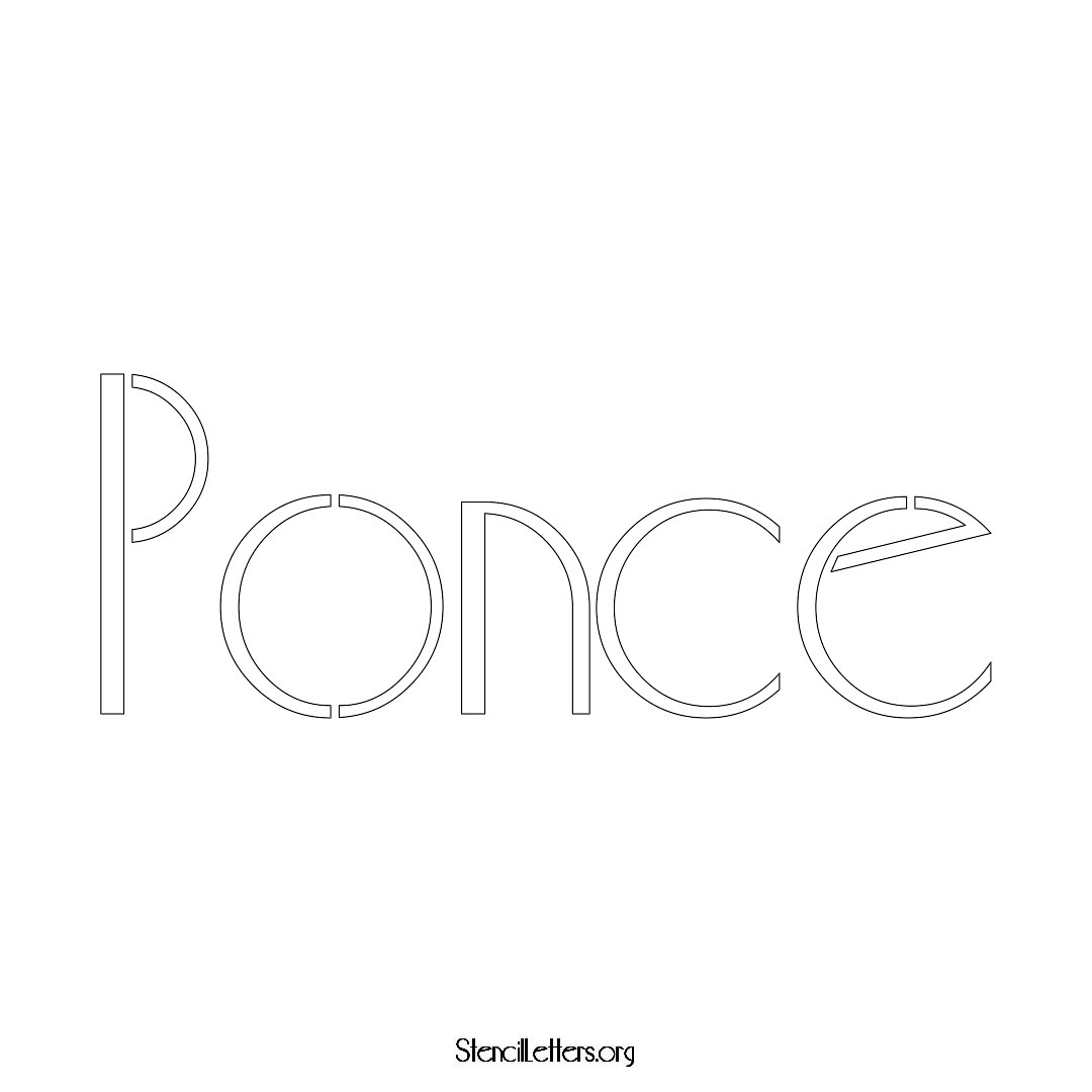Ponce name stencil in Art Deco Lettering