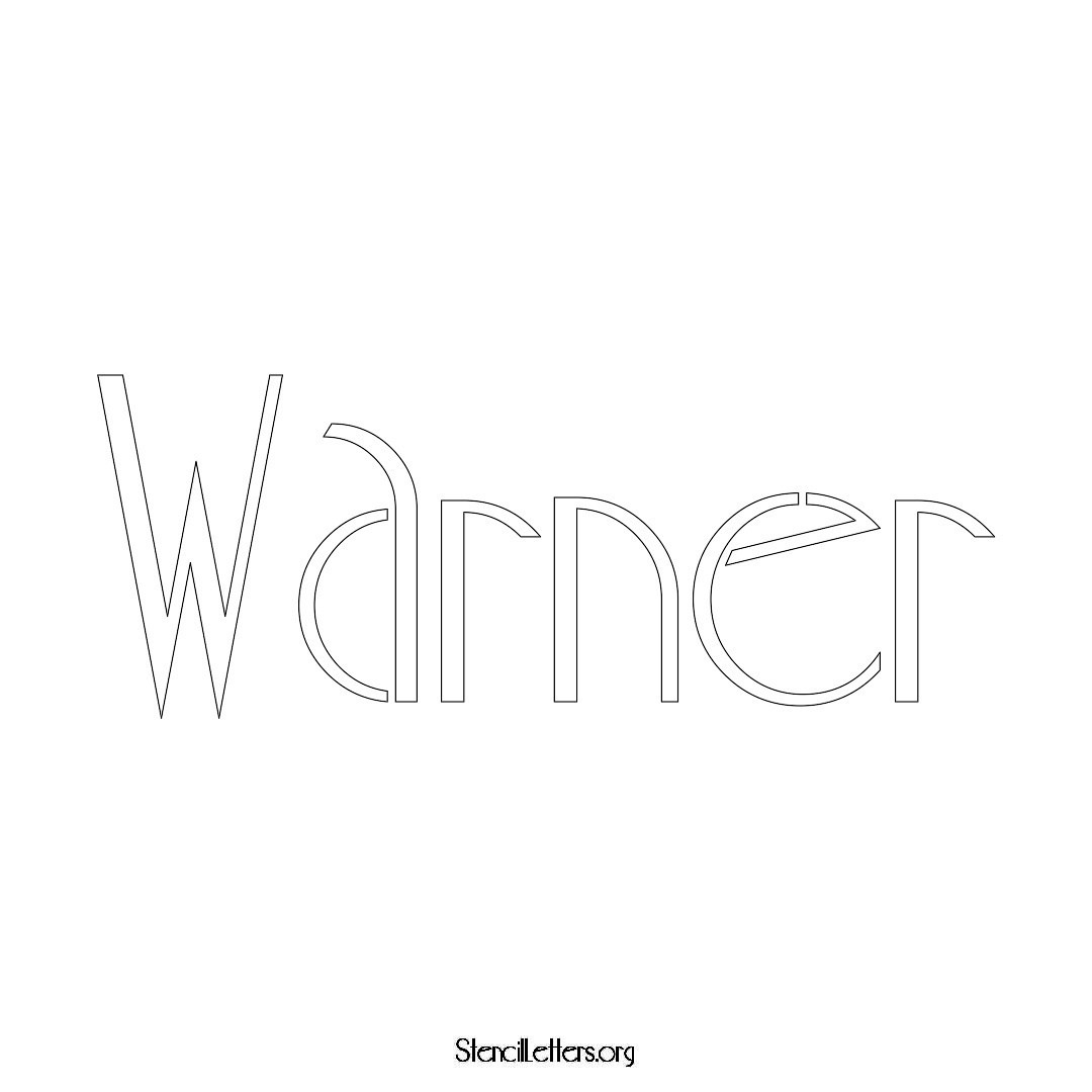 Warner name stencil in Art Deco Lettering