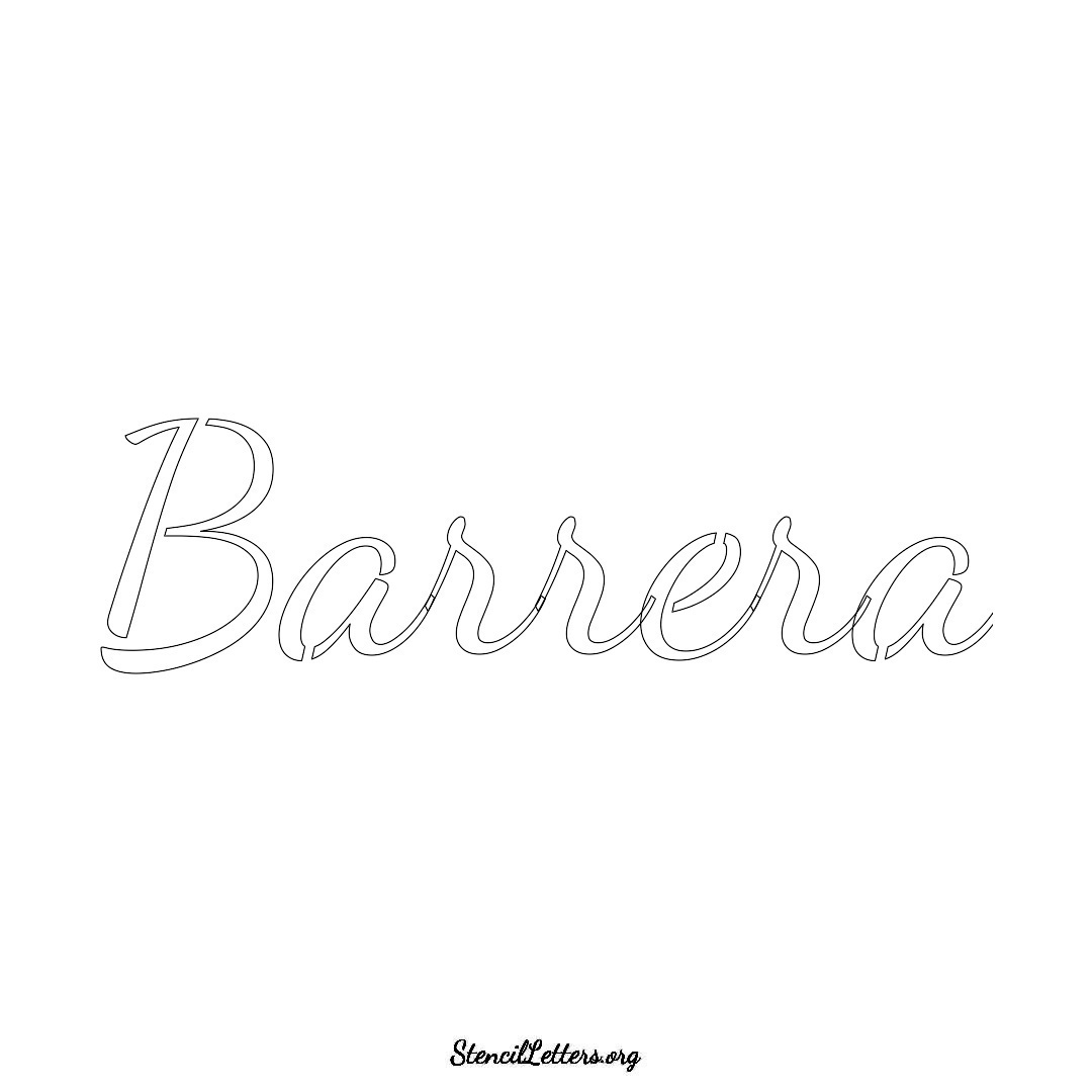 Barrera name stencil in Cursive Script Lettering