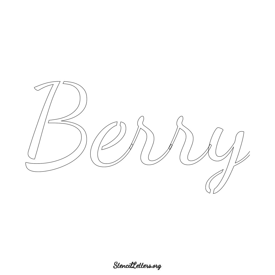 Berry name stencil in Cursive Script Lettering