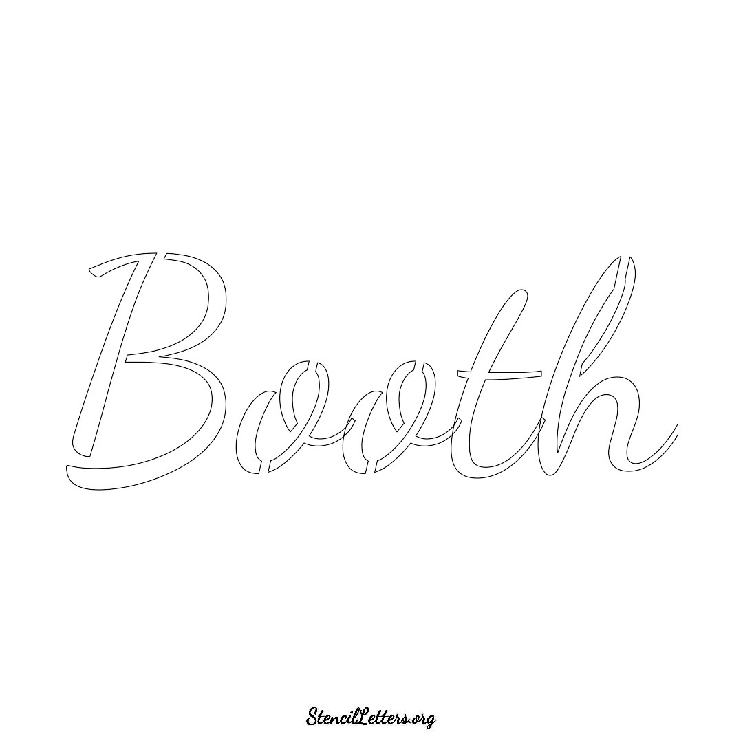 Booth name stencil in Cursive Script Lettering