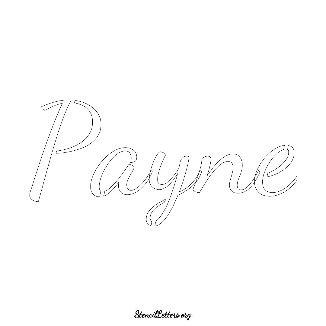 Payne name stencil in Cursive Script Lettering