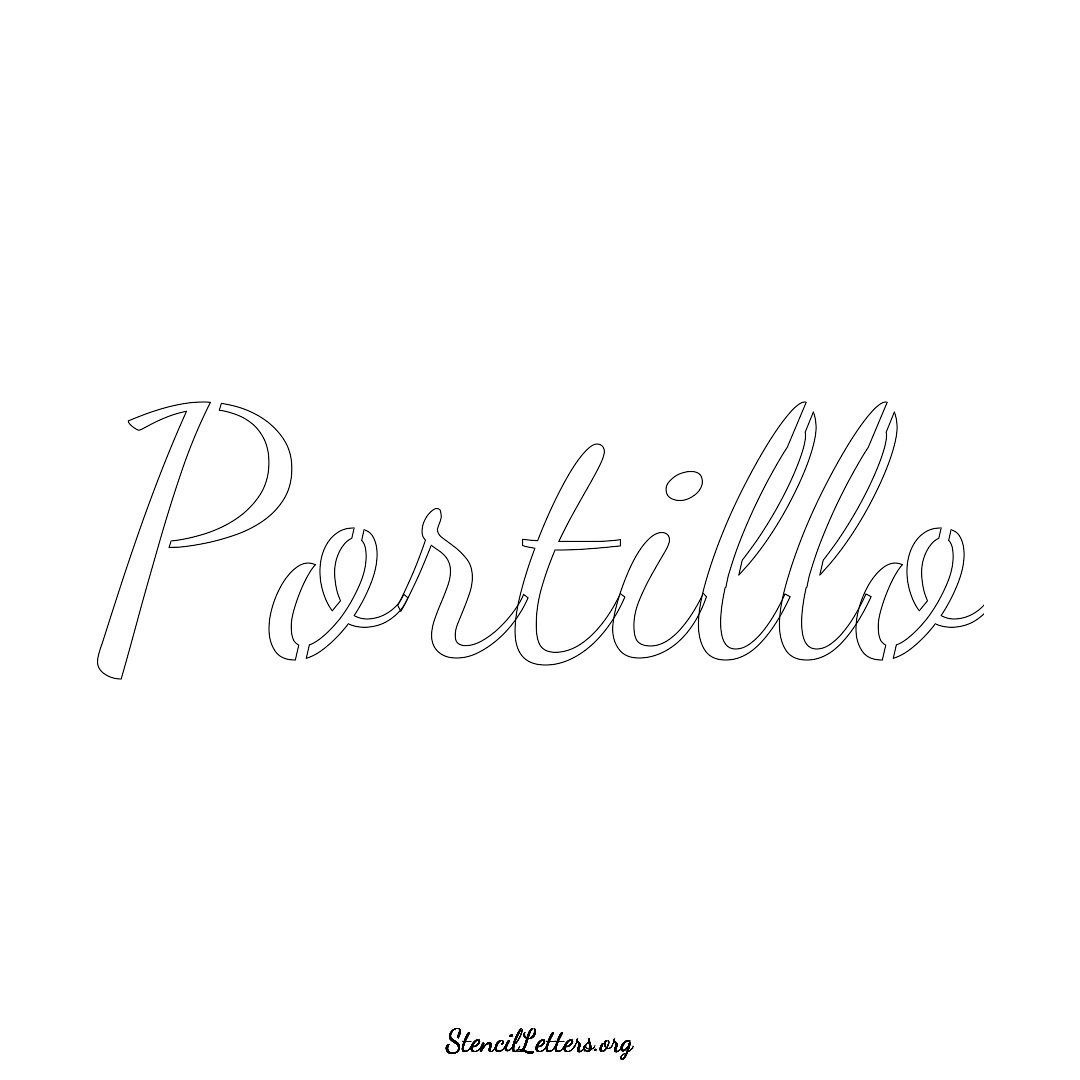 Portillo name stencil in Cursive Script Lettering