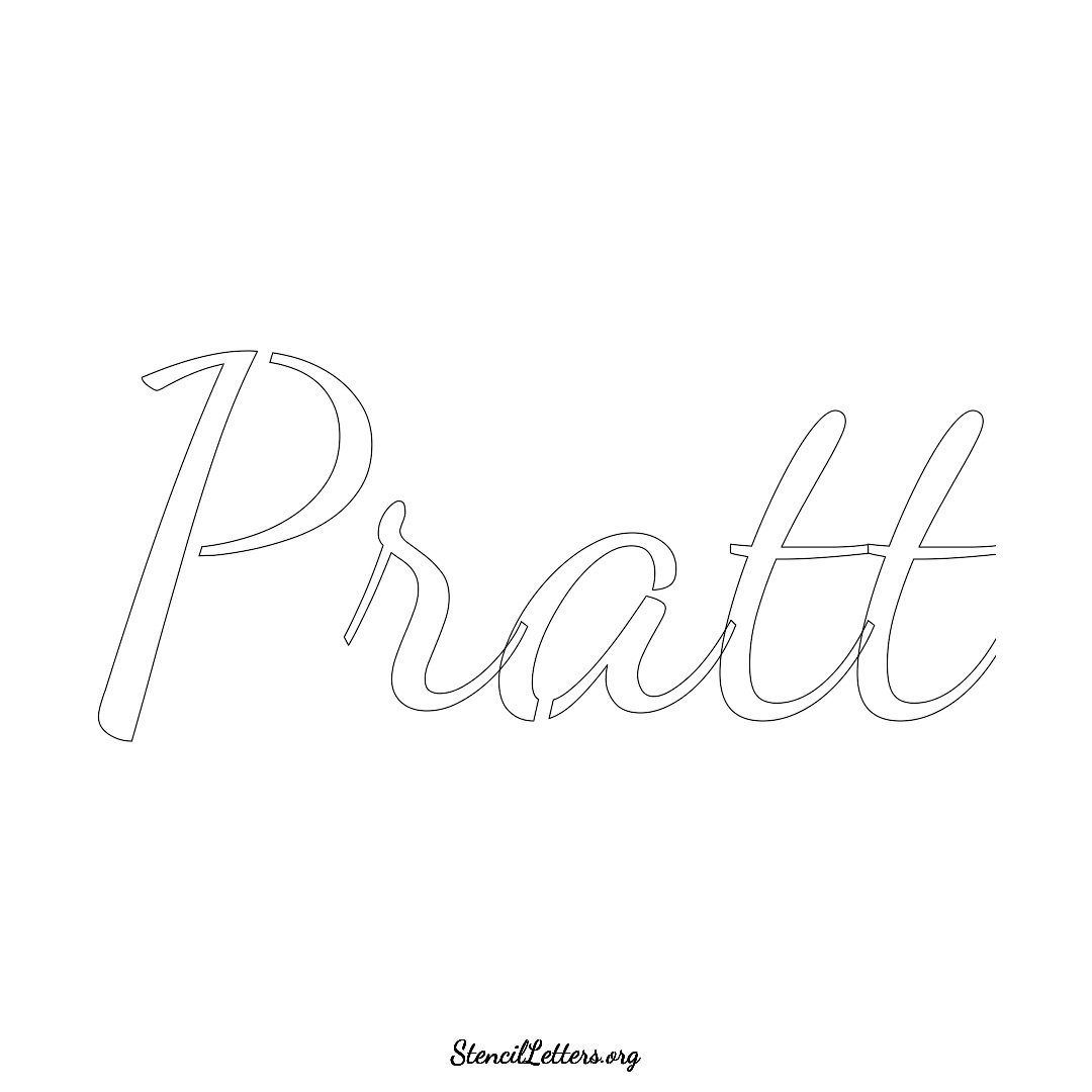 Pratt name stencil in Cursive Script Lettering
