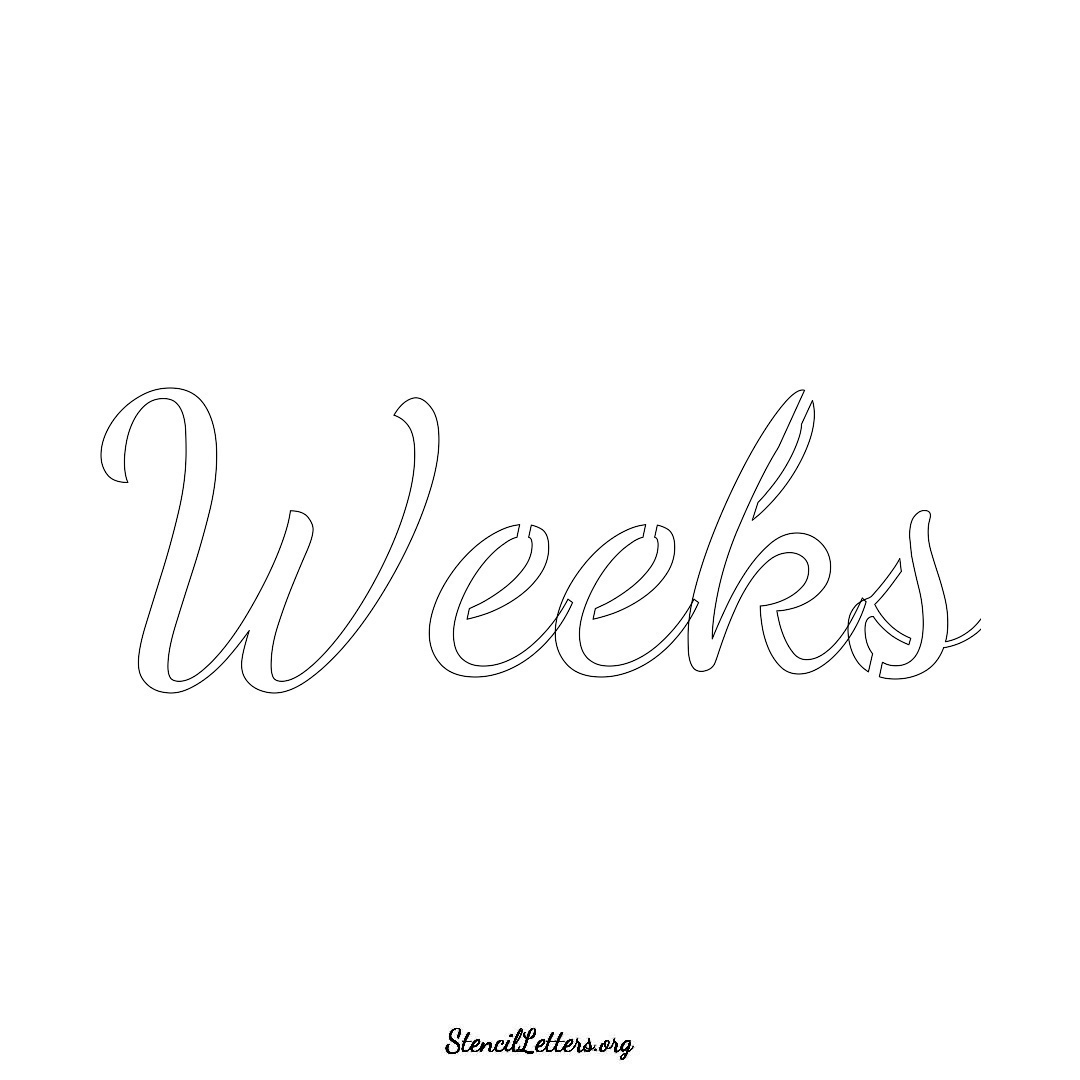 Weeks name stencil in Cursive Script Lettering