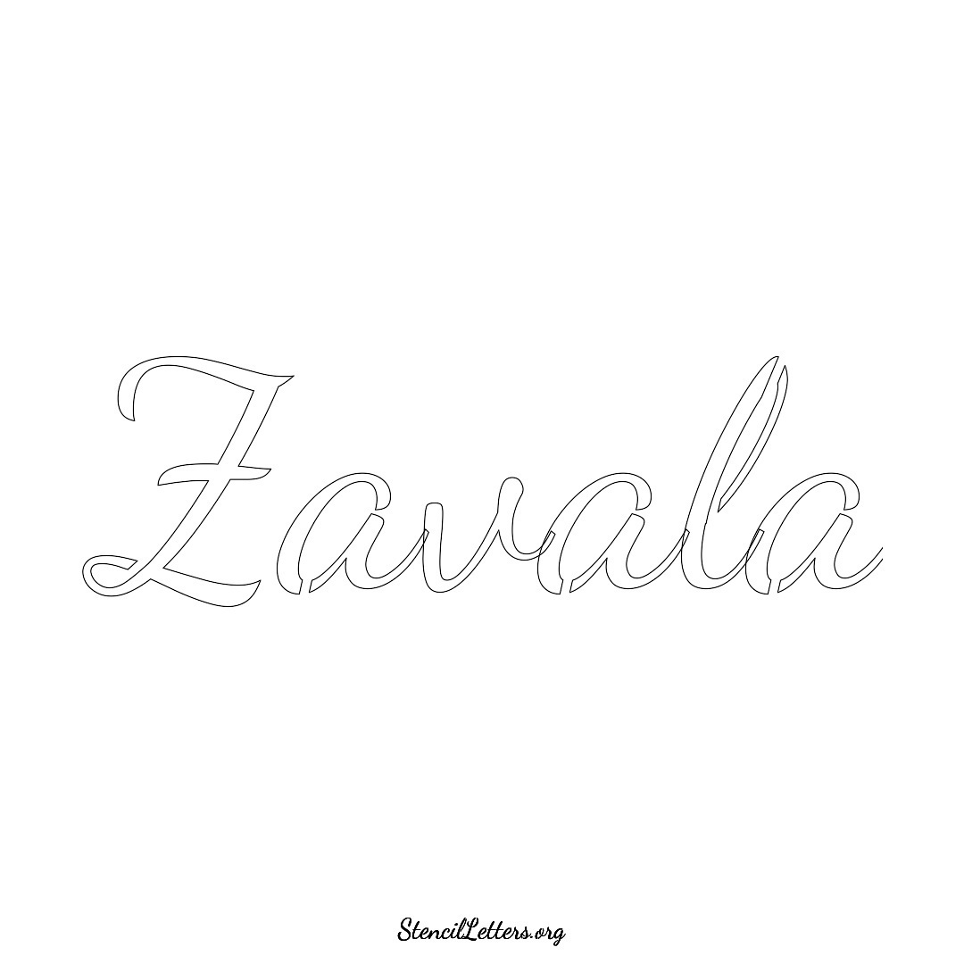 Zavala name stencil in Cursive Script Lettering