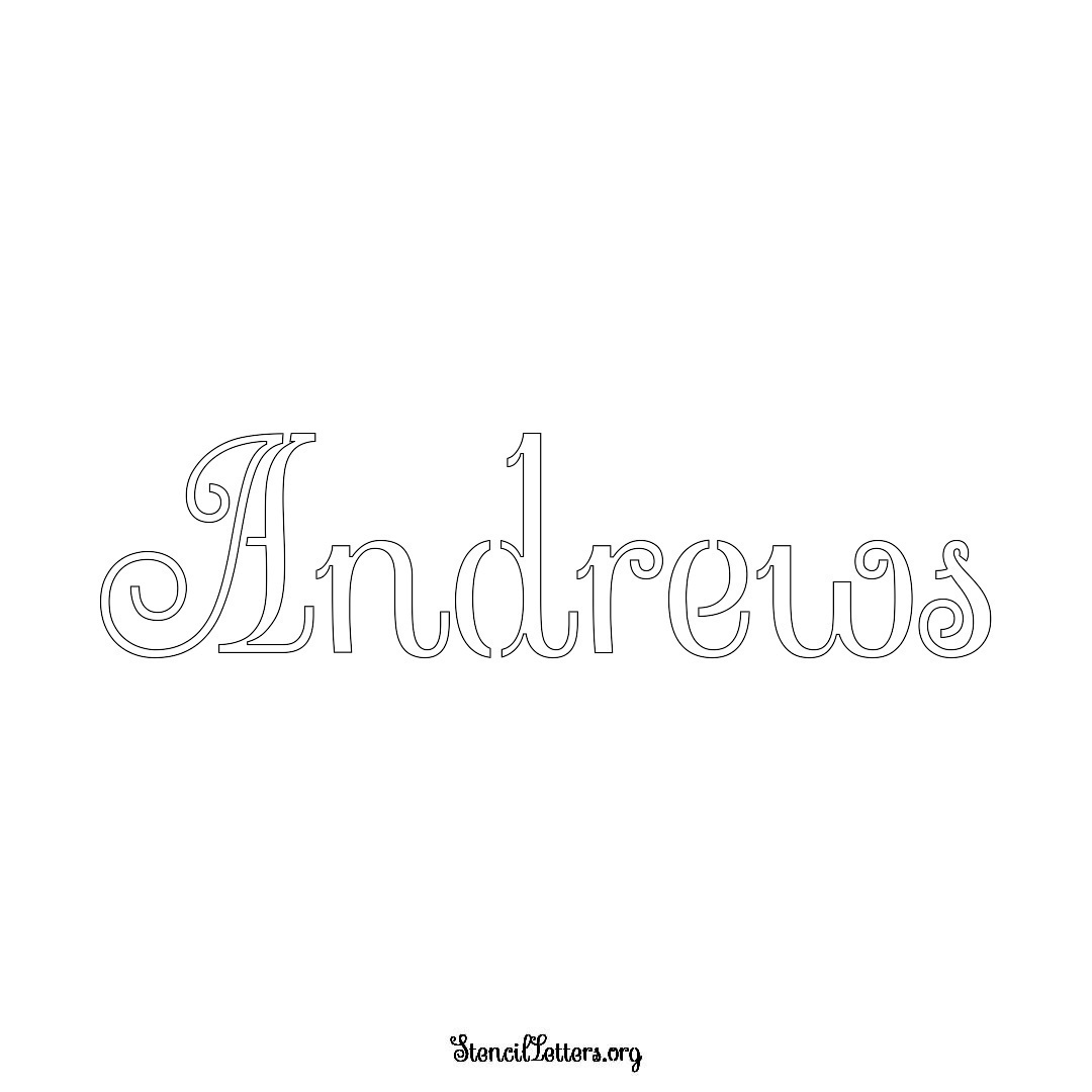 Andrews name stencil in Ornamental Cursive Lettering