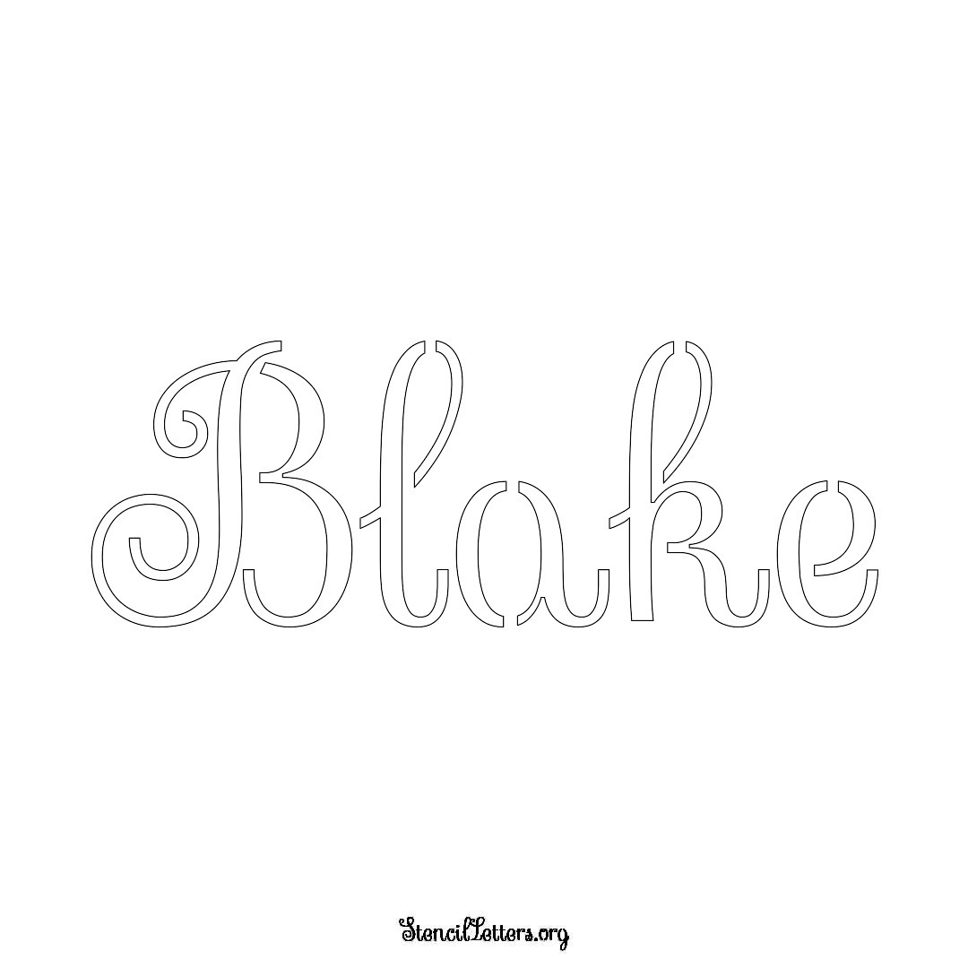 Blake name stencil in Ornamental Cursive Lettering