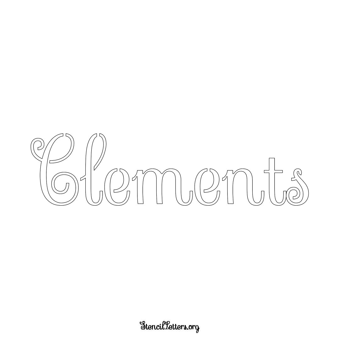 Clements name stencil in Ornamental Cursive Lettering