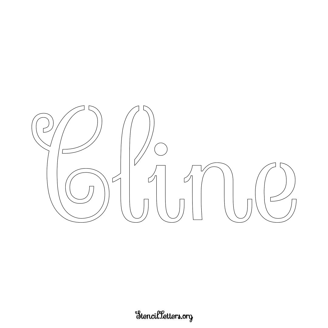 Cline name stencil in Ornamental Cursive Lettering