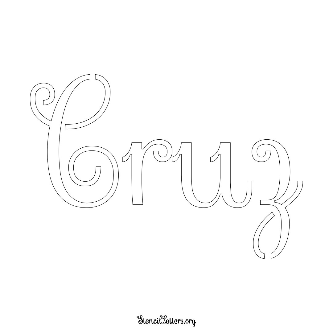 Cruz name stencil in Ornamental Cursive Lettering