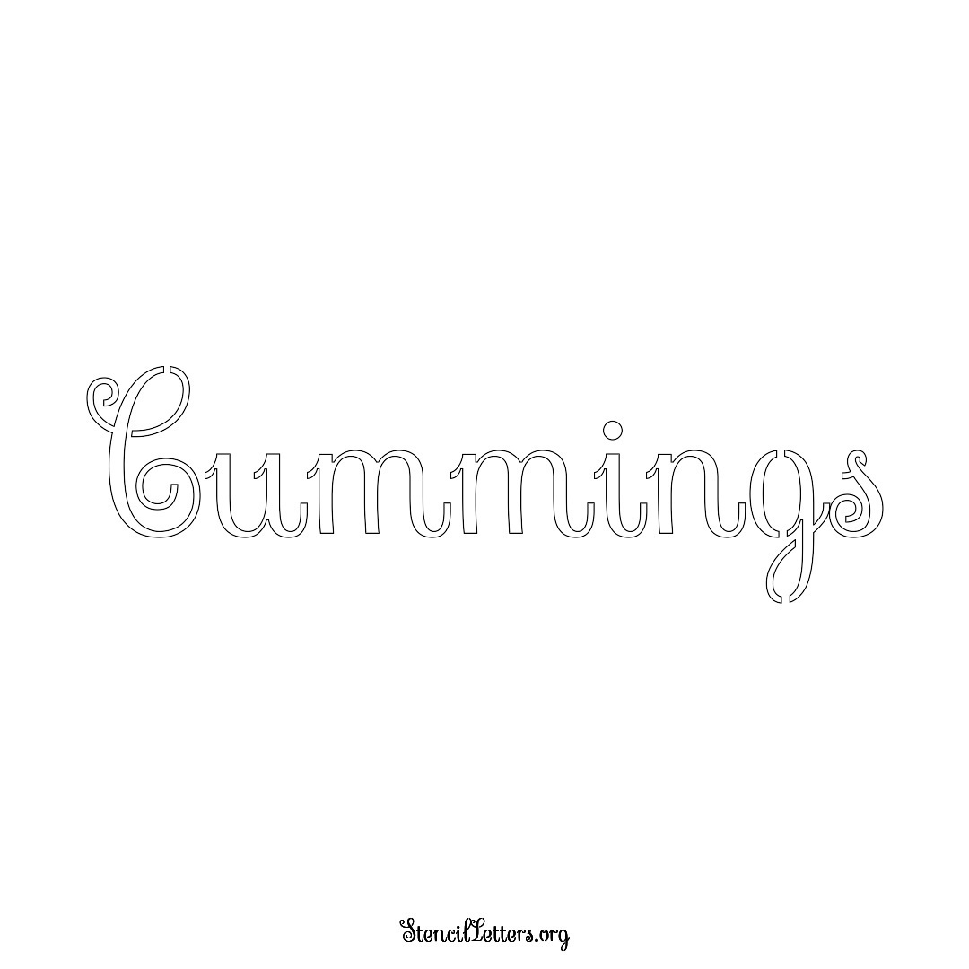 Cummings name stencil in Ornamental Cursive Lettering
