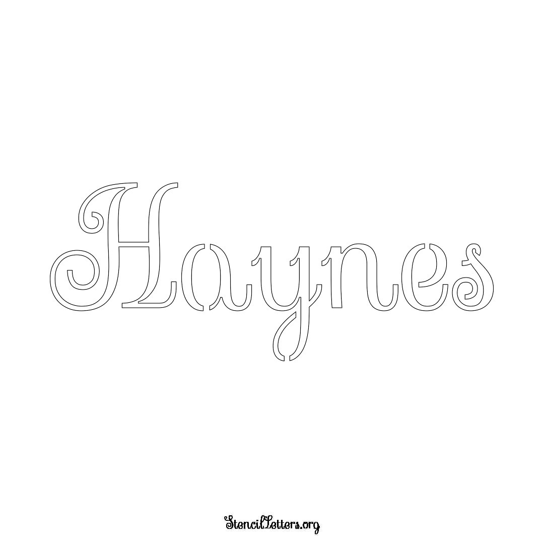 Haynes name stencil in Ornamental Cursive Lettering