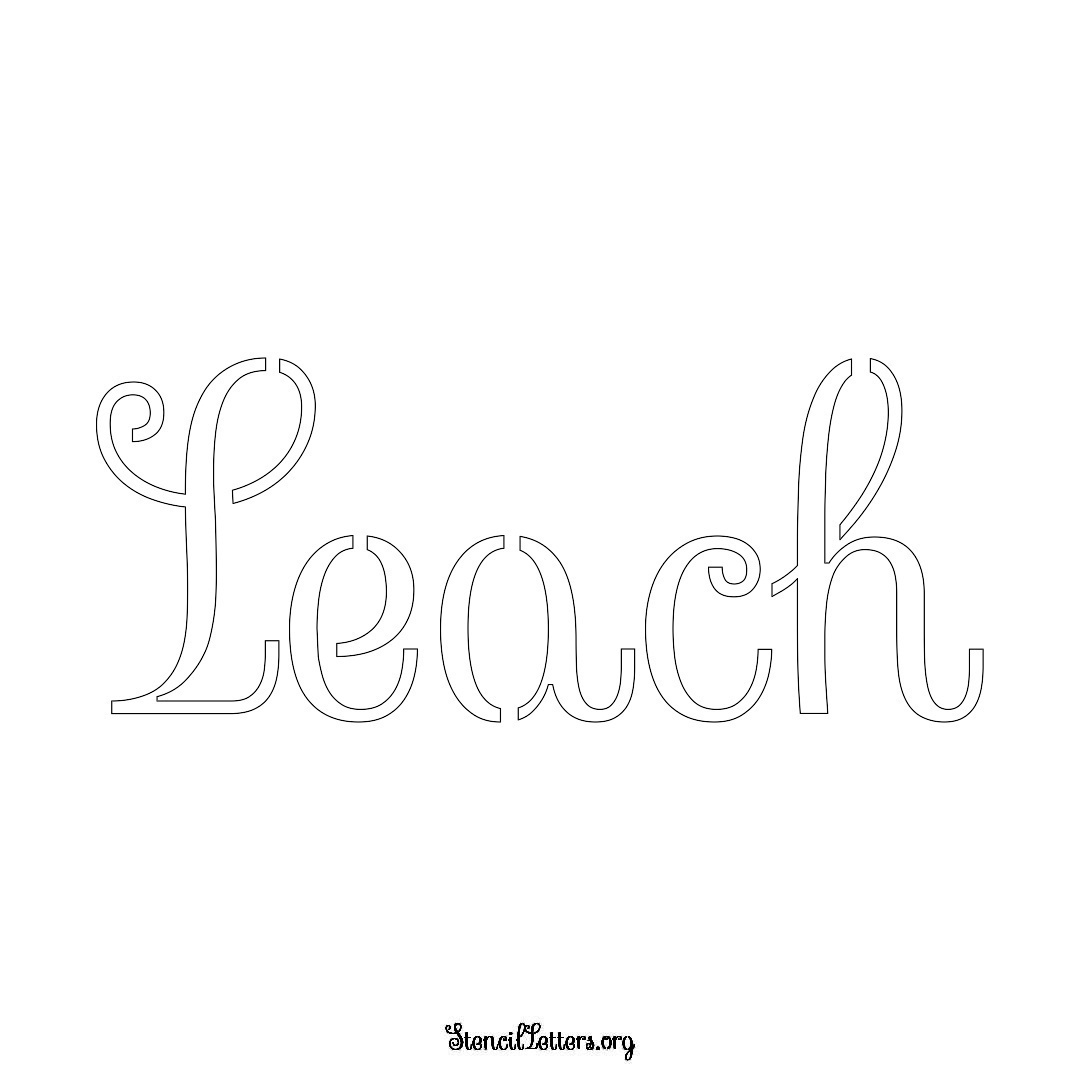 Leach name stencil in Ornamental Cursive Lettering