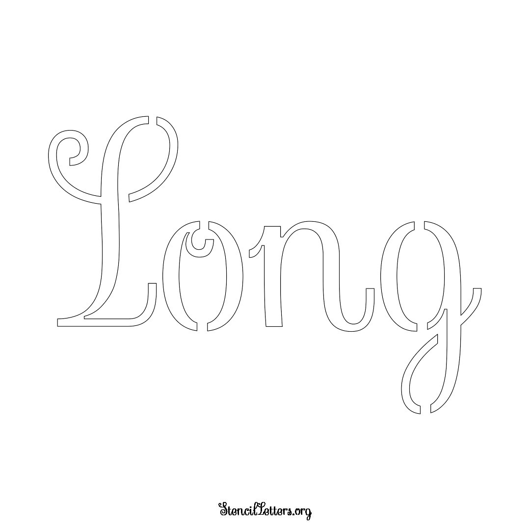 Long name stencil in Ornamental Cursive Lettering
