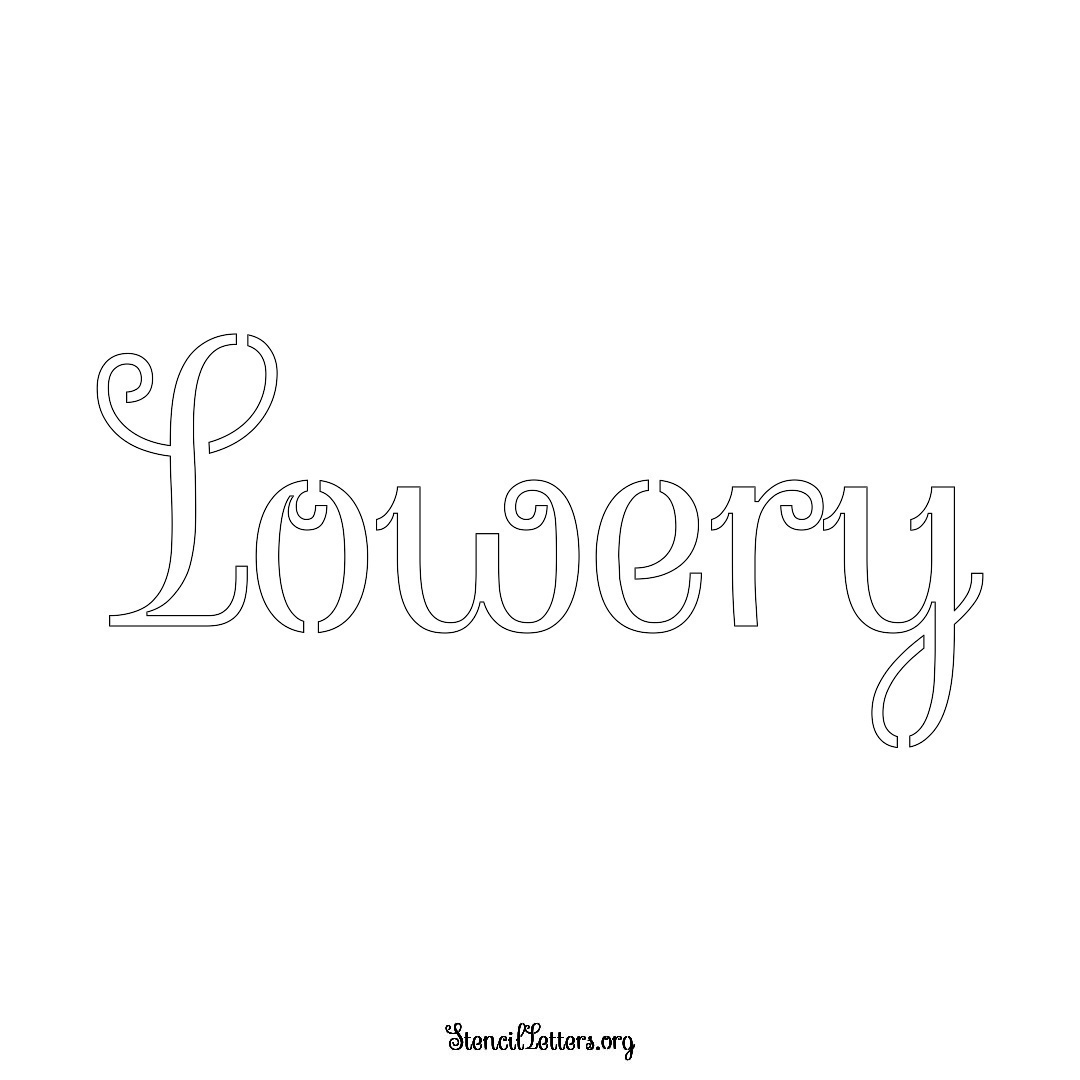Lowery name stencil in Ornamental Cursive Lettering