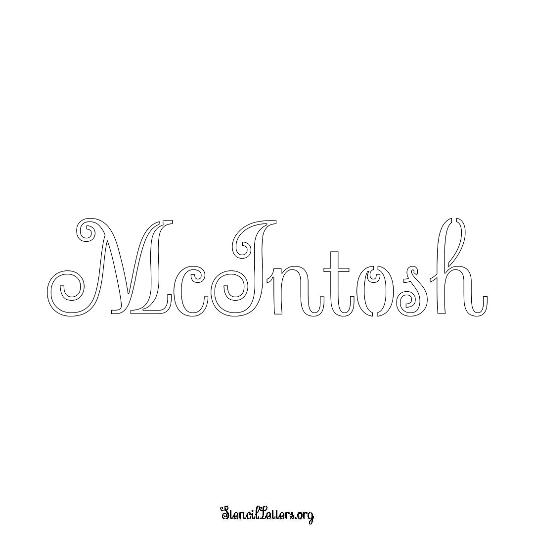 McIntosh name stencil in Ornamental Cursive Lettering