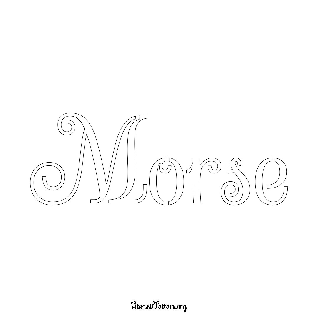 Morse name stencil in Ornamental Cursive Lettering