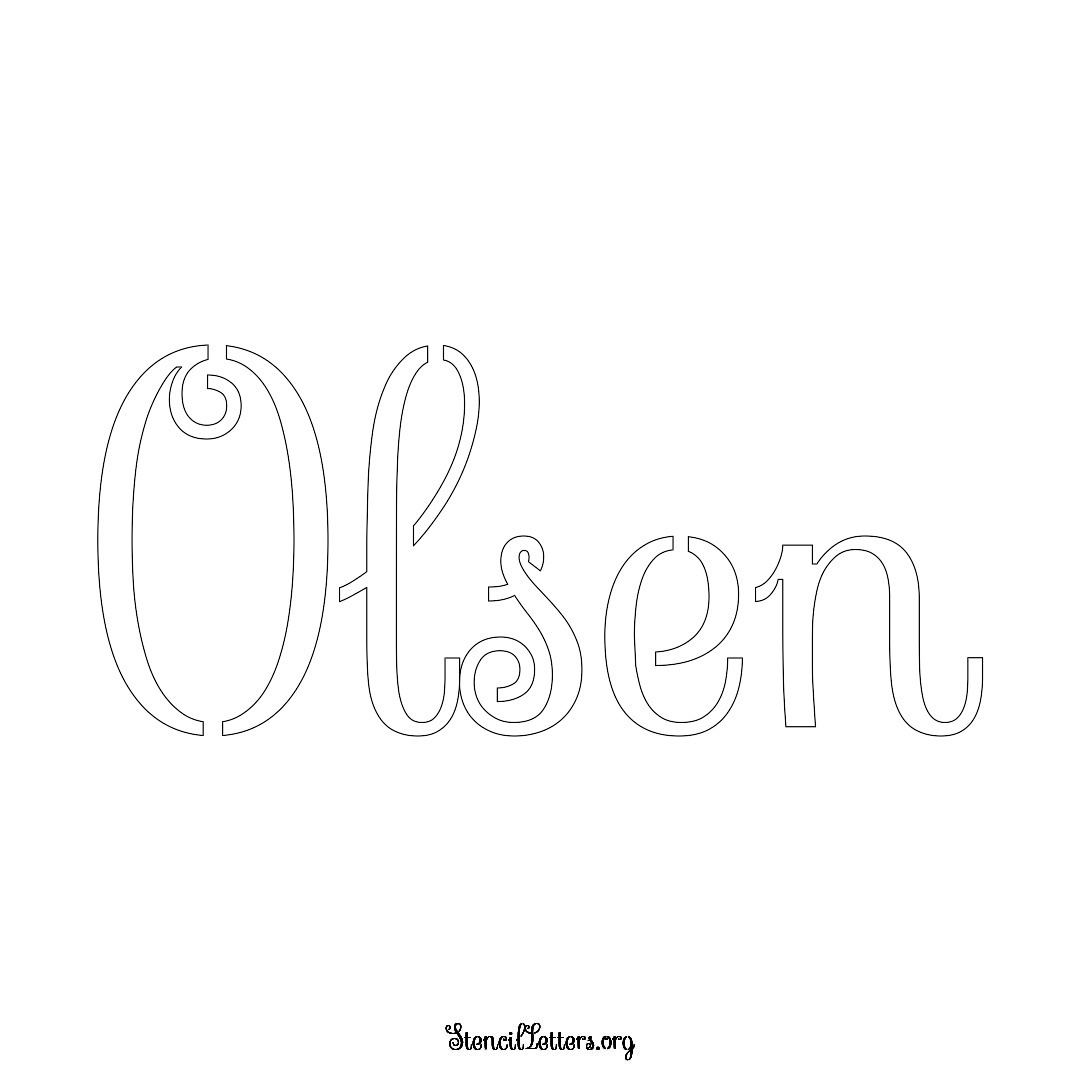 Olsen name stencil in Ornamental Cursive Lettering
