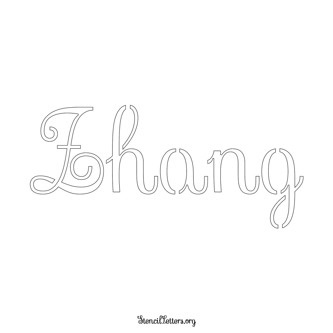 Zhang name stencil in Ornamental Cursive Lettering