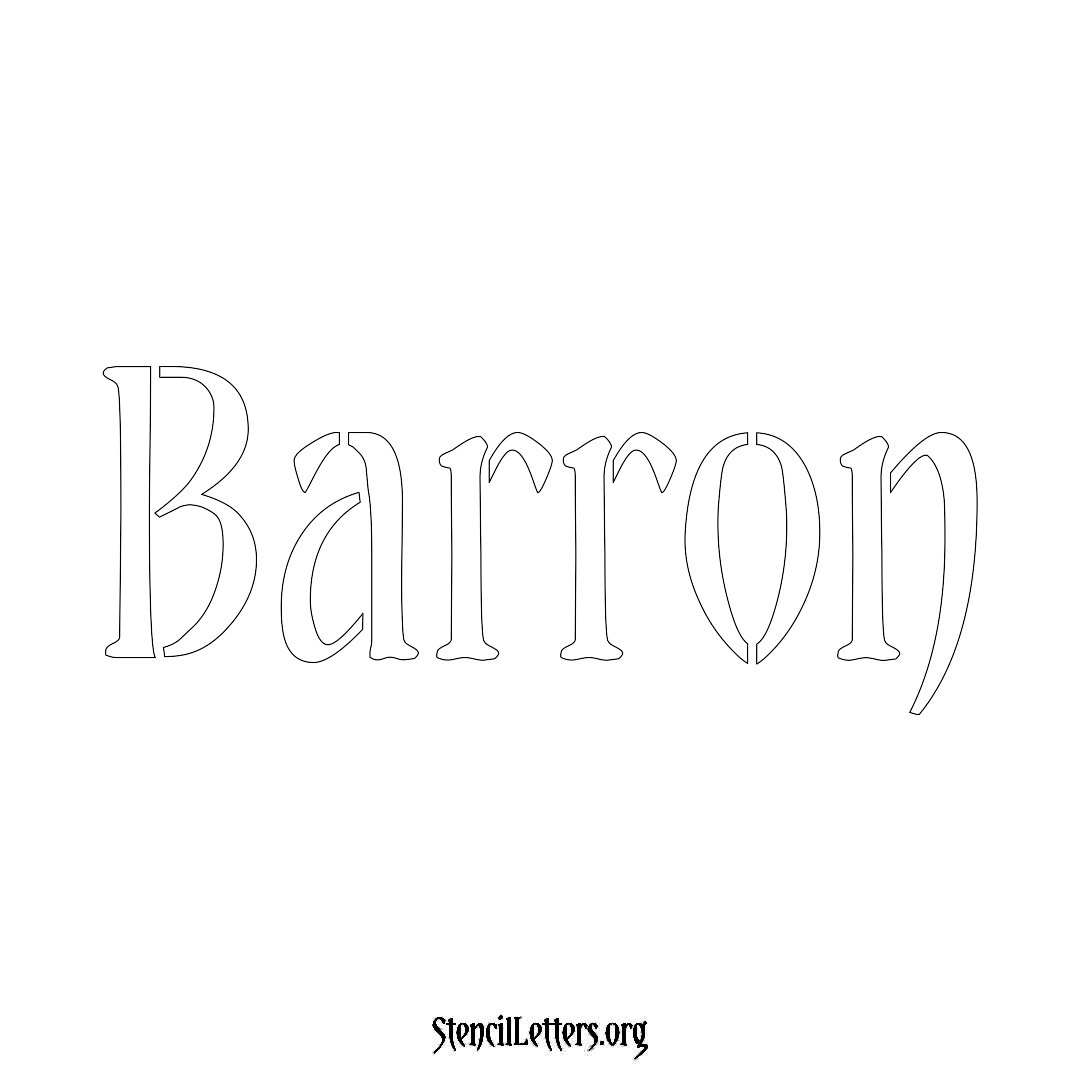 Barron name stencil in Vintage Brush Lettering