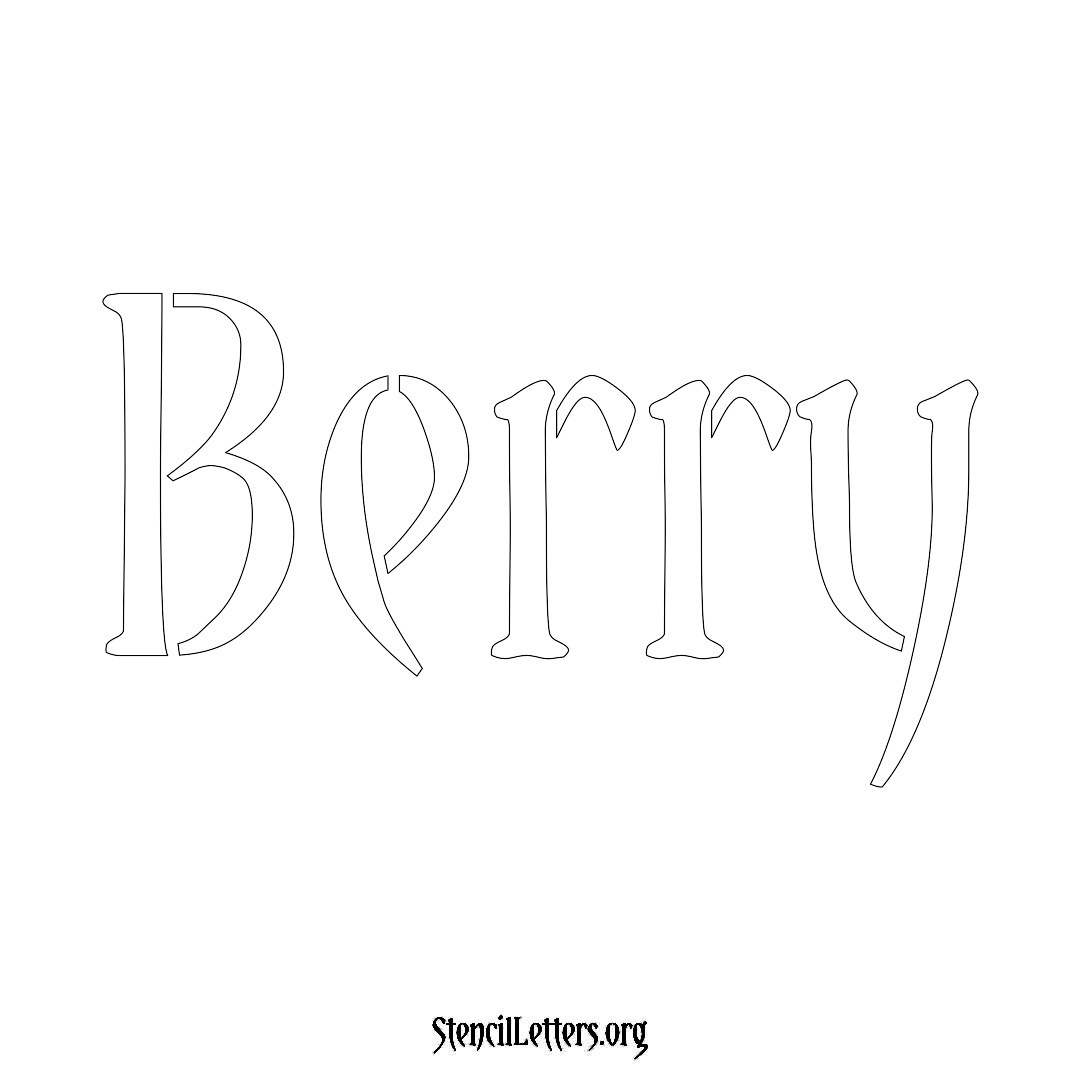 Berry name stencil in Vintage Brush Lettering