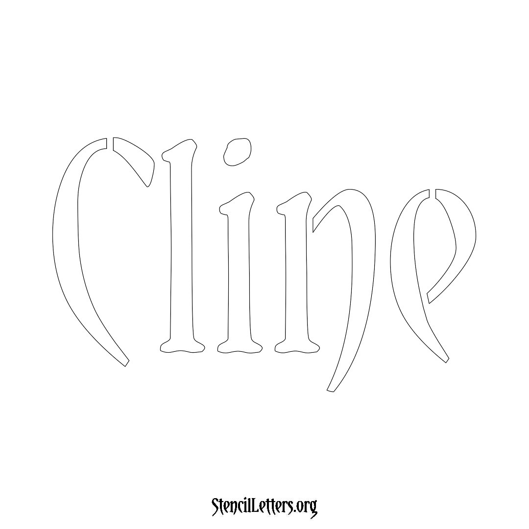 Cline name stencil in Vintage Brush Lettering